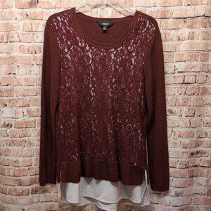 Simply Vera Vera Wang Mock-Layer Lace Sweater Size Large
